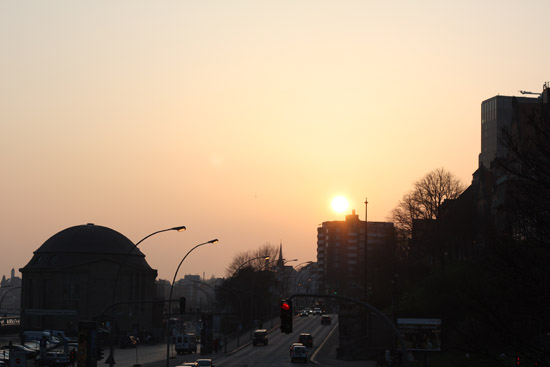 coucher de soleil à Hambourg