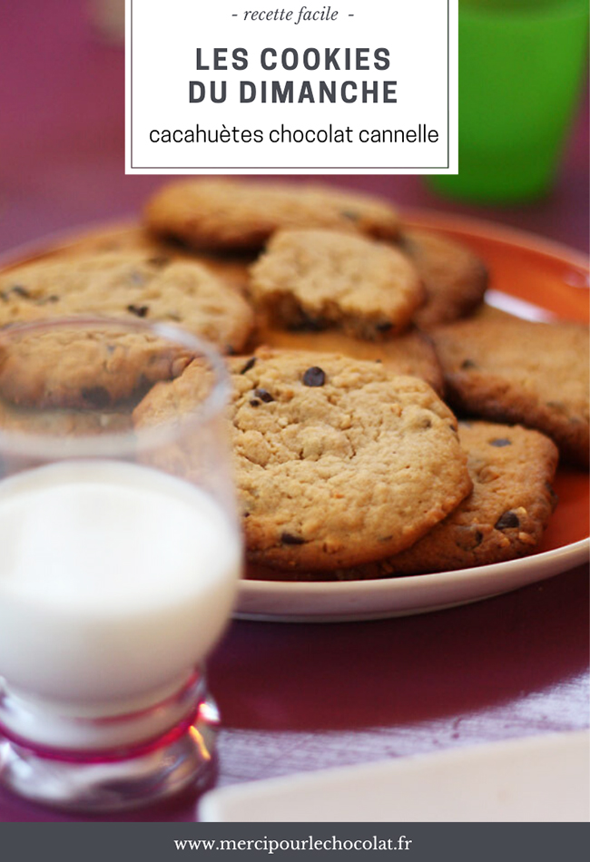 Recette cookies du dimanche (cacahuètes / chocolat / cannelle) - via mercipourlechocolat.fr)