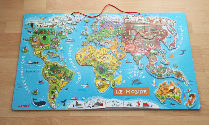 Puzzle carte du monde magnétique - jeu éducatif - Janod