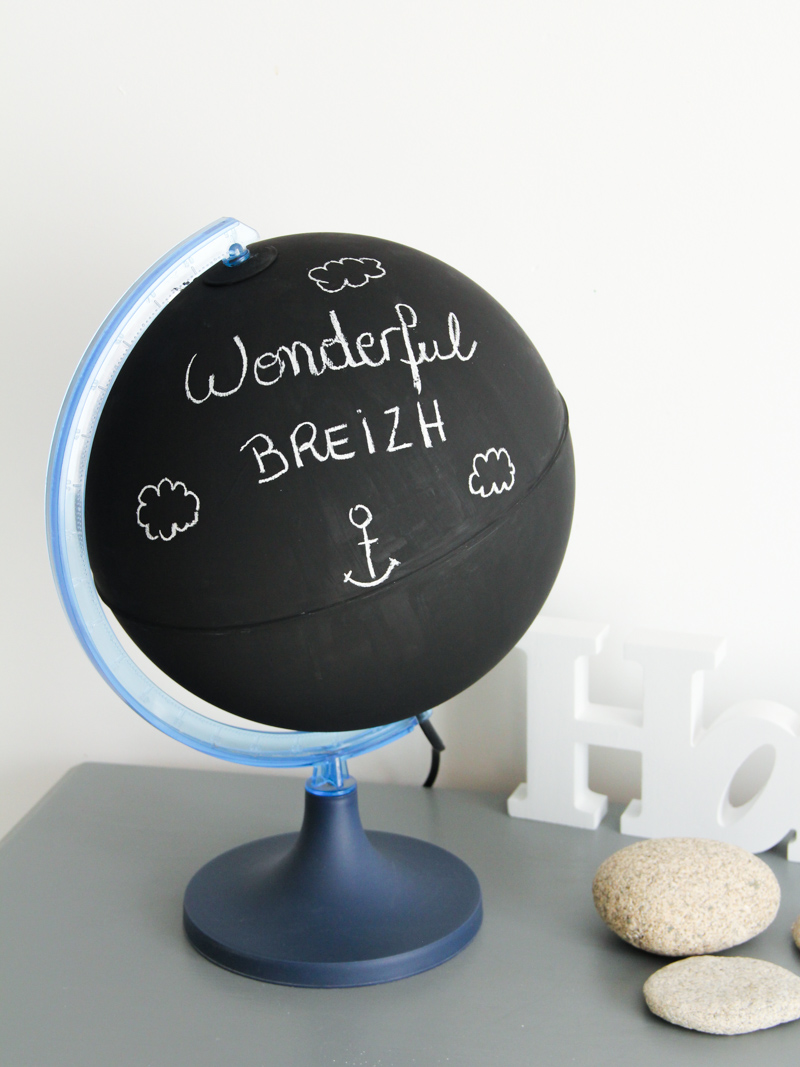 DIY - globe terrestre façon tableau noir / chalkboard globe