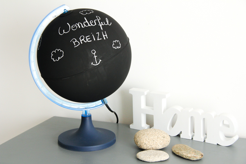 DIY - globe terrestre façon tableau noir / chalkboard globe