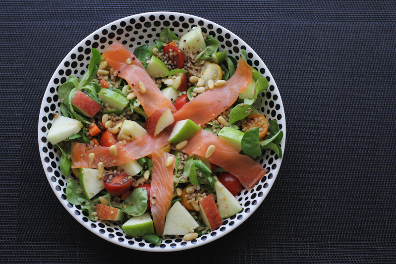 recette salade deux pommes saumon fumé #healthy
