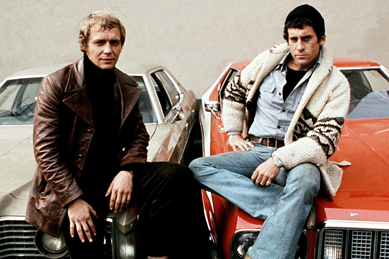 Starsky & Hutch stars David Soul and Paul Michael Glaser ñ with the show's customised red 1975 Ford