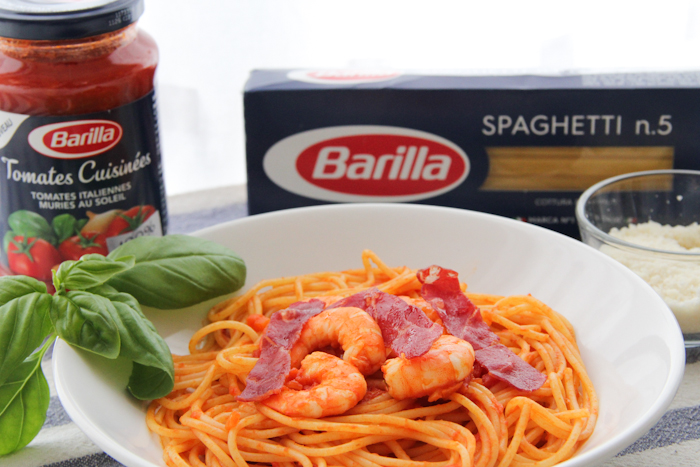 Recette facile SPAGHETTI CREVETTES COPPA PARMESAN (via mercipourlechocolat.fr)