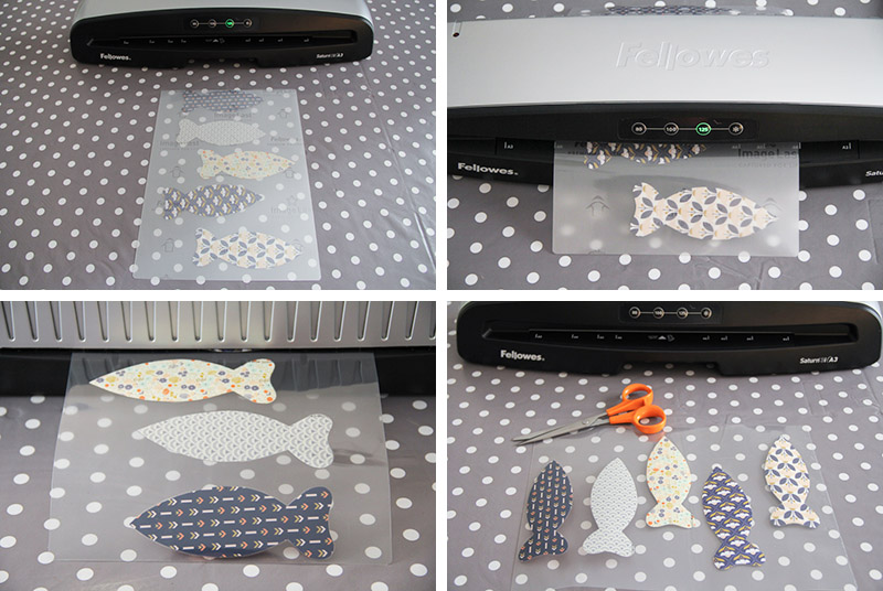 DIY mobile poissons papier plastifié (via mercipourlechocolat.fr)