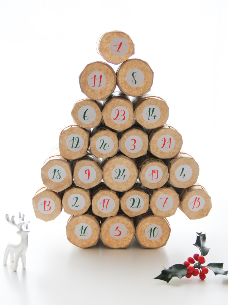 DIY calendrier de l'avent kraft & récup (via mercipourlechocolat.fr)