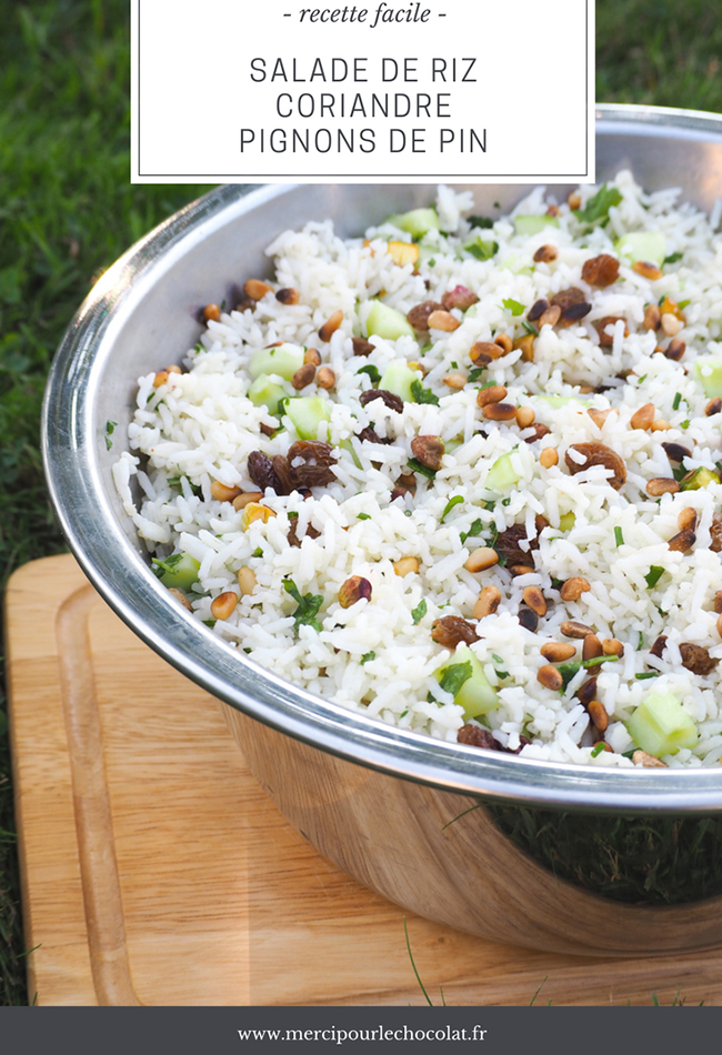 Salade de riz, coriandre, pignons de pin... - recette facile via mercipourlechocolat.fr