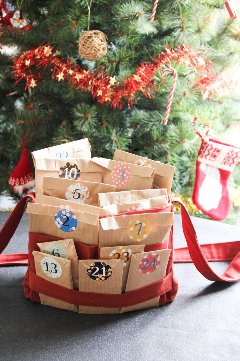 Calendrier de l'Avent Chouette kit et sa besace de Noël cousue main