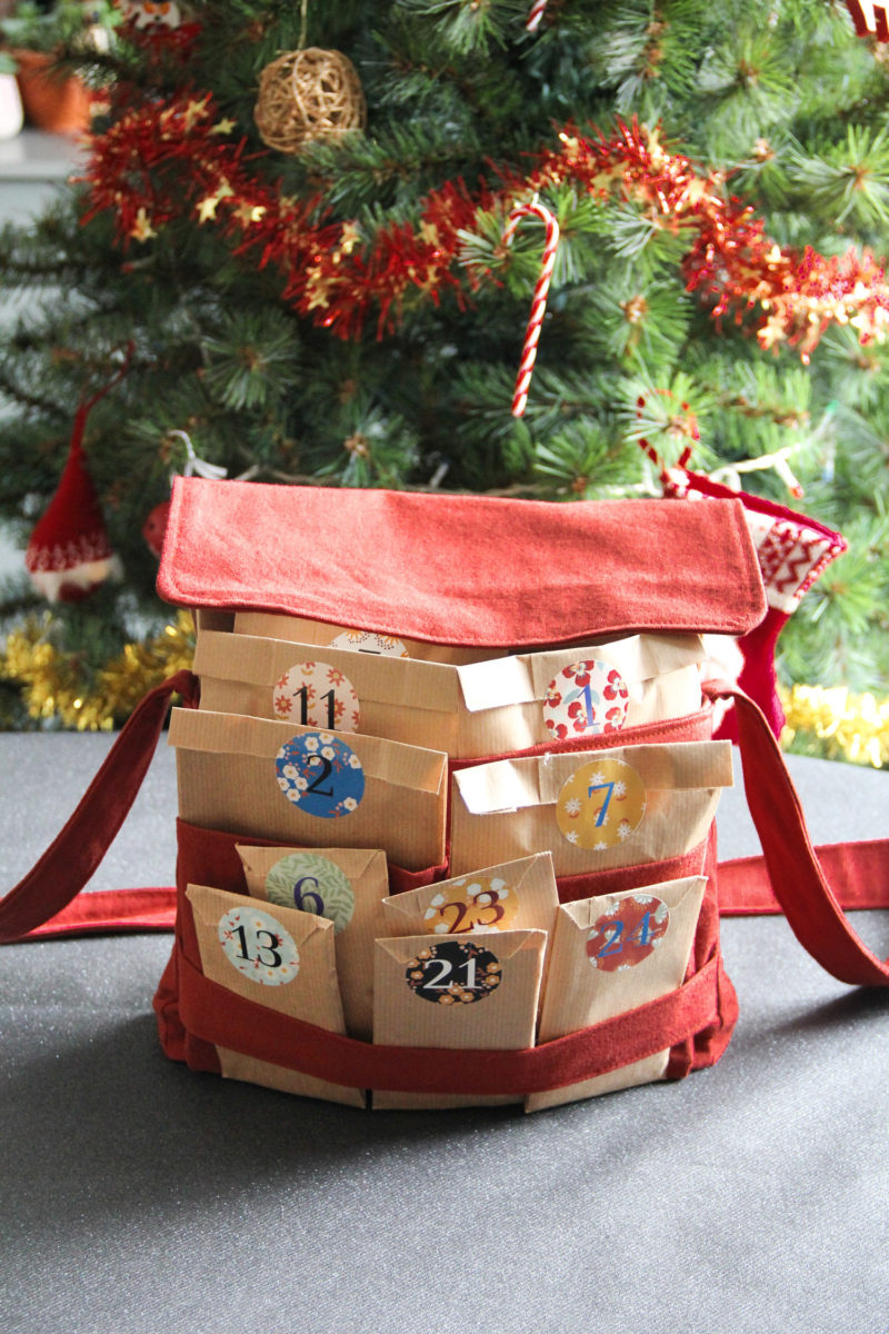 Calendrier de l'Avent Chouette kit et sa besace de Noël cousue main
