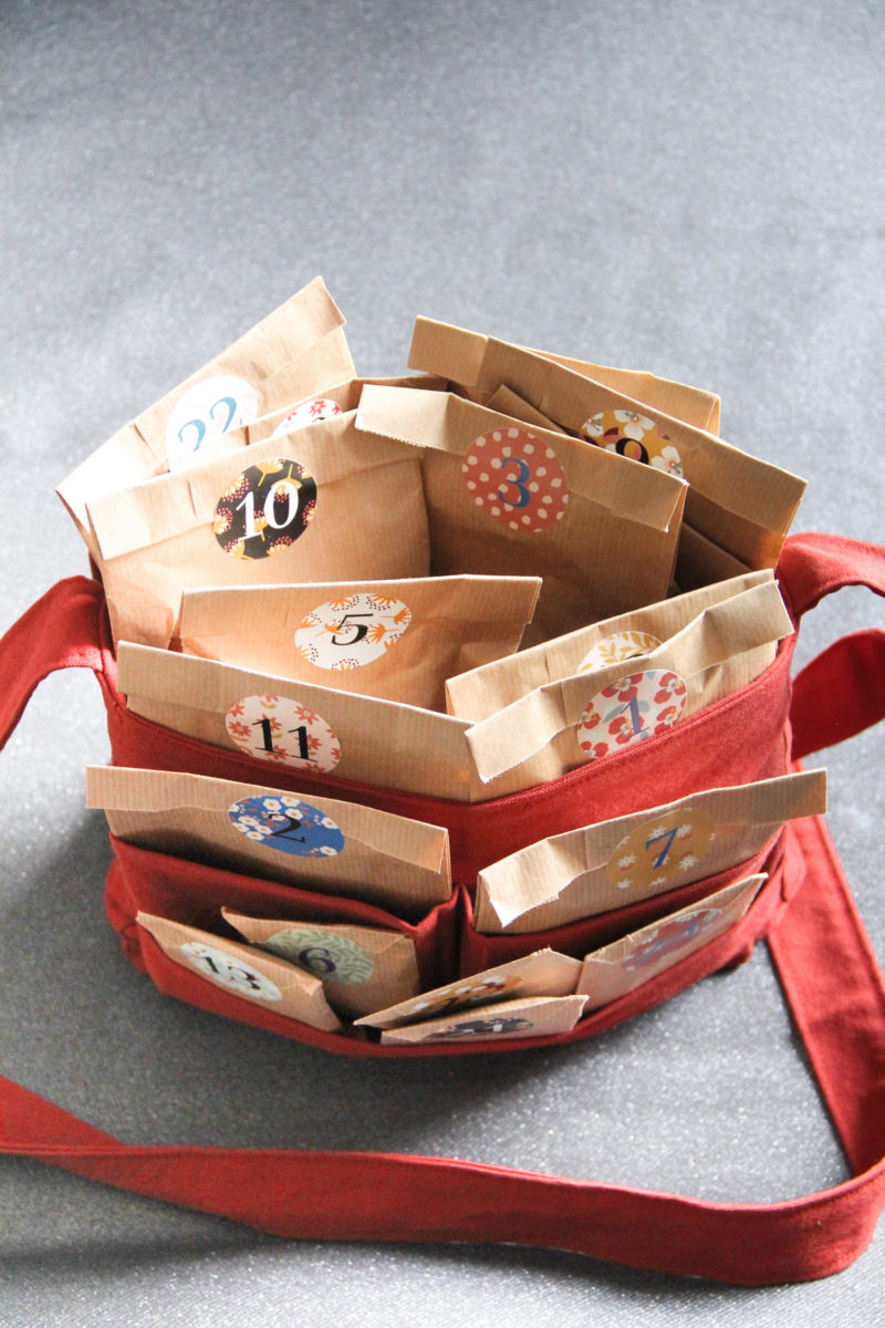 Calendrier de l'Avent Chouette kit et sa besace de Noël cousue main