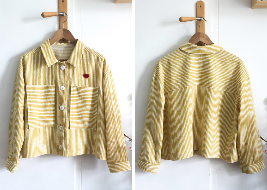 Couture - petite veste courte MADOU Fibremood rayée jaune