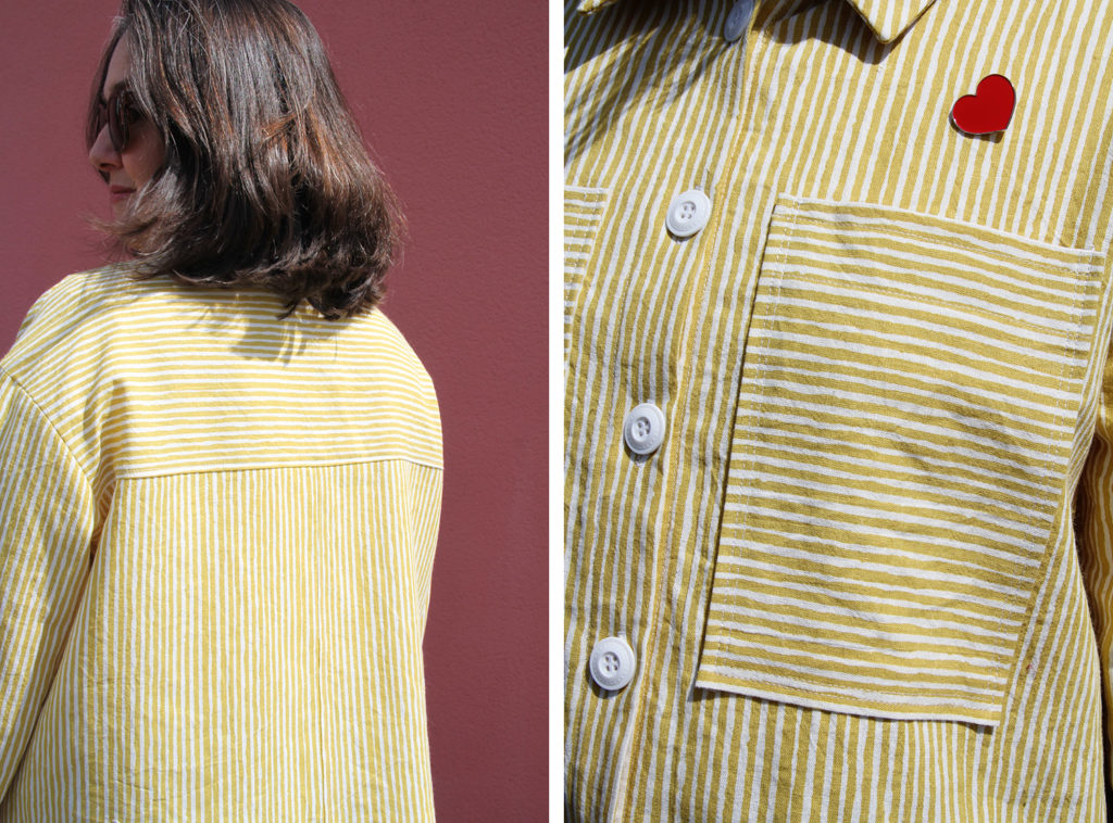 Couture - petite veste courte MADOU Fibremood rayée jaune