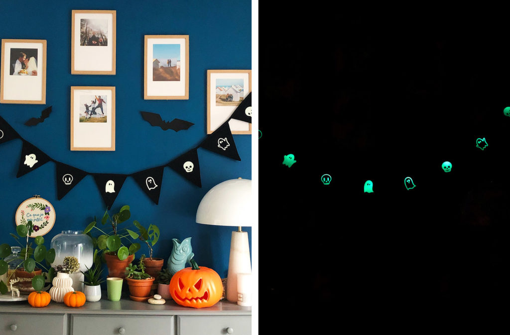 DIY - guirlande tissu HALLOWEEN phosphorescente - flex Cricut