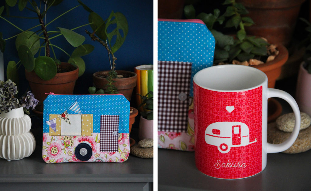 cadeaux faits maison - pochette cousue main caravane et mug personnalisé - CRICUT MUG PRESS