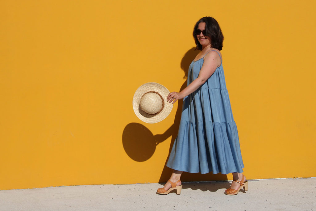 COUTURE - robe été Polly Fibremood viscose denim Toto - cousu main