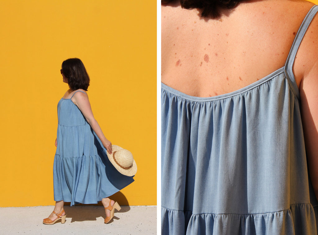 COUTURE - robe été Polly Fibremood viscose denim Toto - cousu main