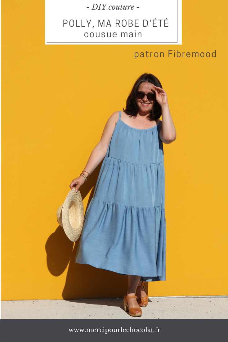 COUTURE - robe été Polly Fibremood viscose denim Toto - cousu main