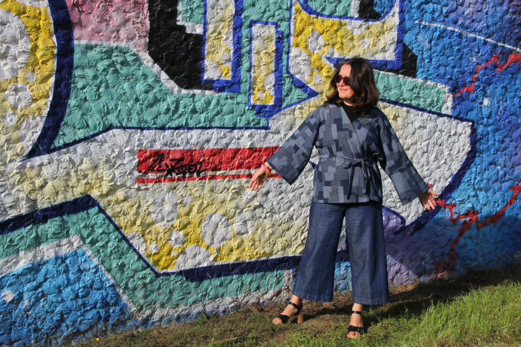 COUTURE - kimono Hiro Chouette Kit - denim patchwork sashiko - cousu main