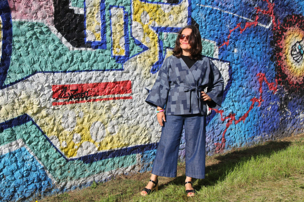 COUTURE - kimono Hiro Chouette Kit - denim patchwork sashiko - cousu main