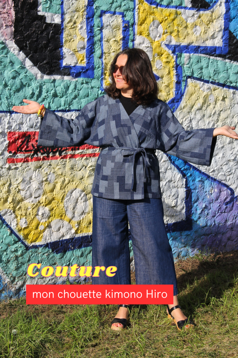 COUTURE - kimono Hiro Chouette Kit - denim patchwork sashiko - cousu main