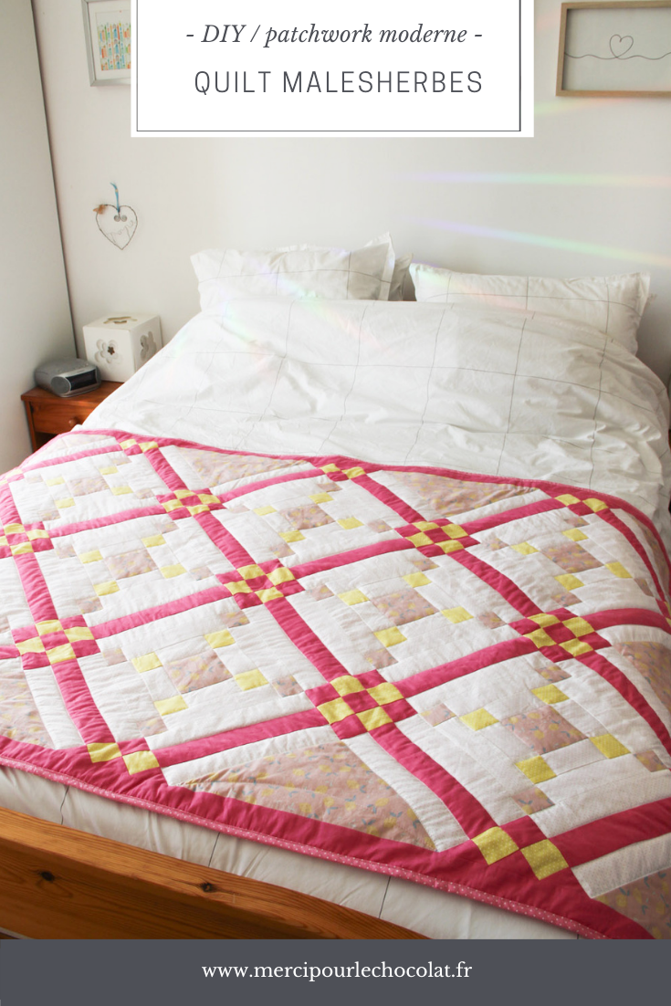 COUTURE PATCHWORK - mon premier quilt Malesherbes - patchwork moderne cousu main - www.mercipourlechocolat.fr / @mpchoco