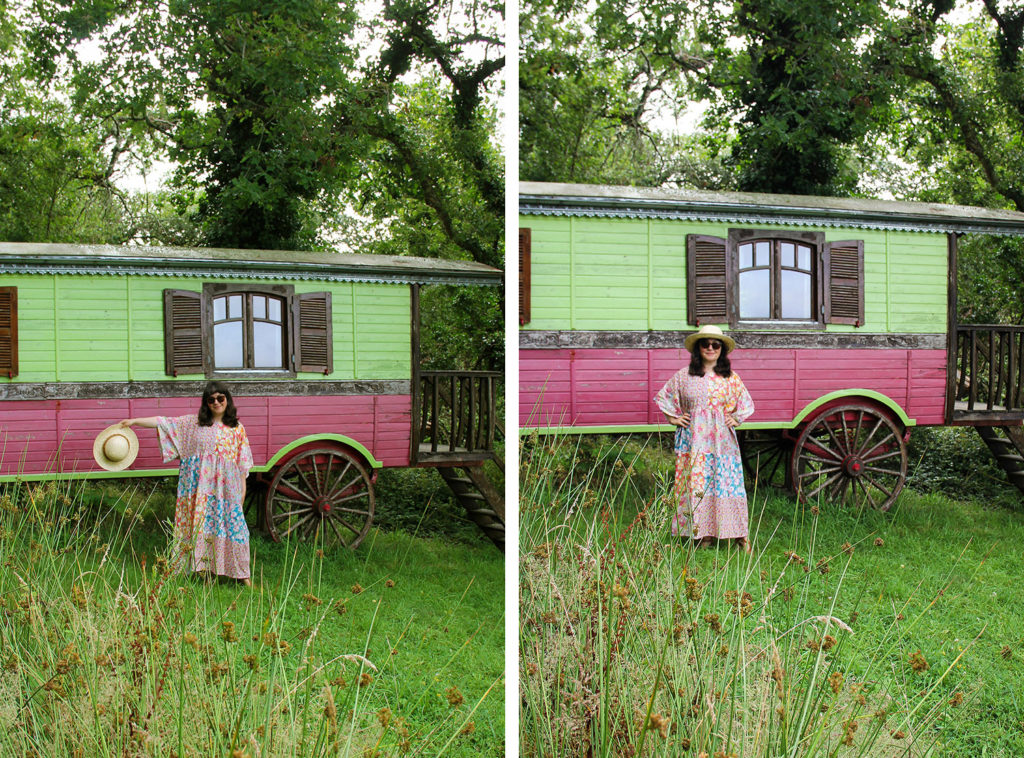 Couture - robe bohème patchwork Liberty - patron Nadette LesFemmesdelaFamille - coupons tissus Stragier - cousu main