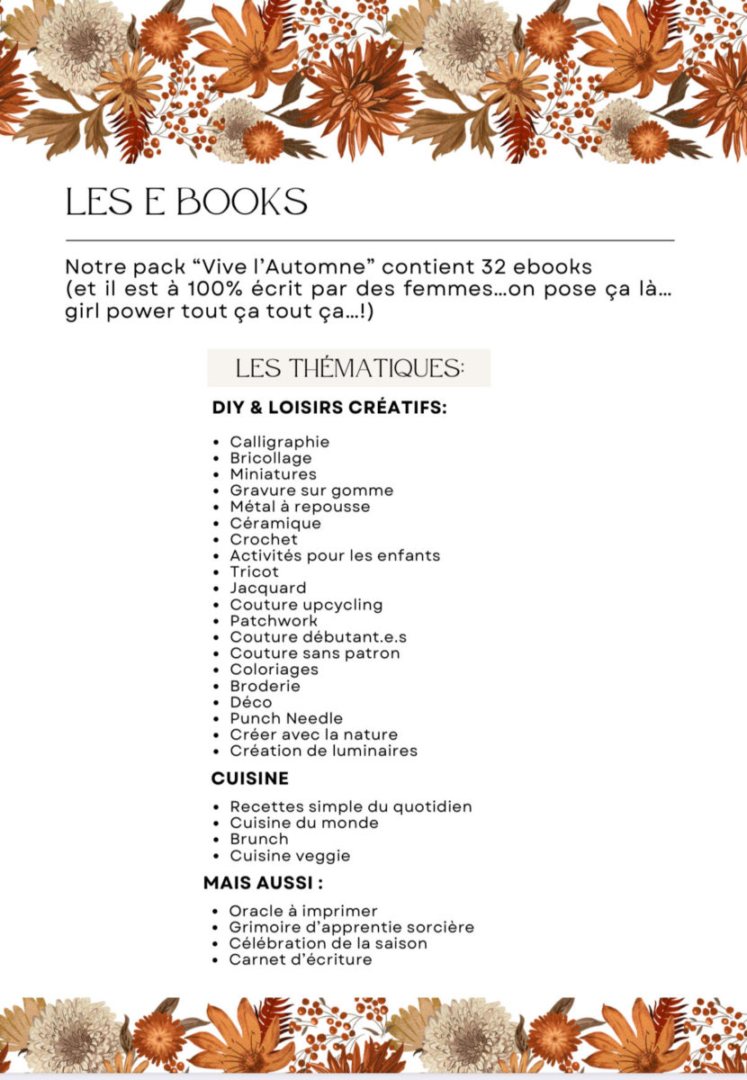 BUNDLE VIVE L'AUTOMNE - 32 EBOOKS CRÉATIFS ET GOURMANDS AU TOUT PETIT PRIX DE 22€, JUSQU'AU 29/09/2024